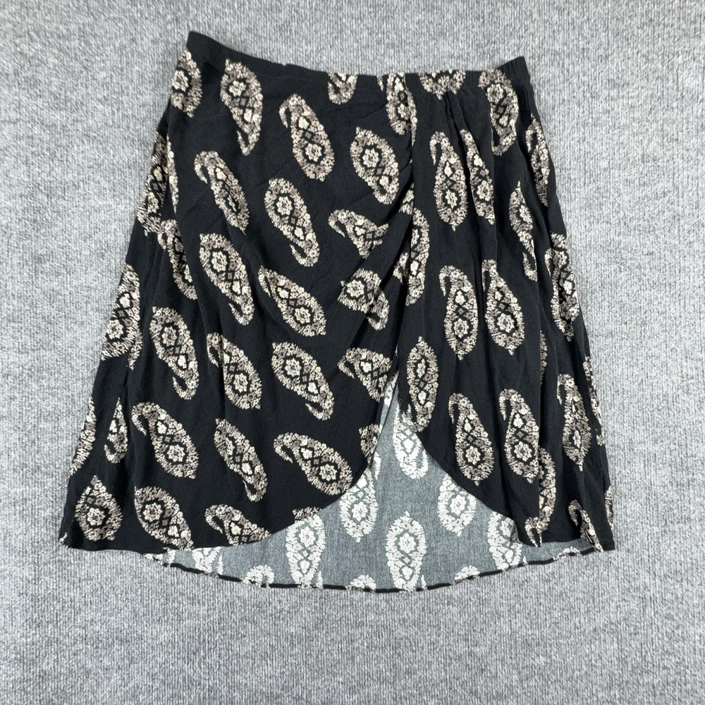 Knox Roseโ Skirt Womens XXL Black Paisley Tulip Wrap Elastic Waist Knee Length